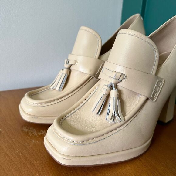 Sam Edelman Jed Women’s Matte Eggshell Ivory Chunky Platform Tassel Detail Loafe - Picture 3 of 14